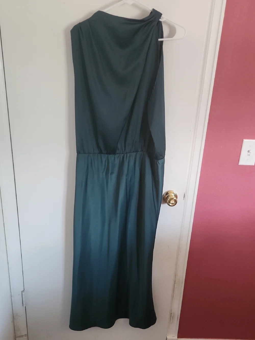 One-Shoulder Forest Green Maxi Dress - Picture 1 of 4